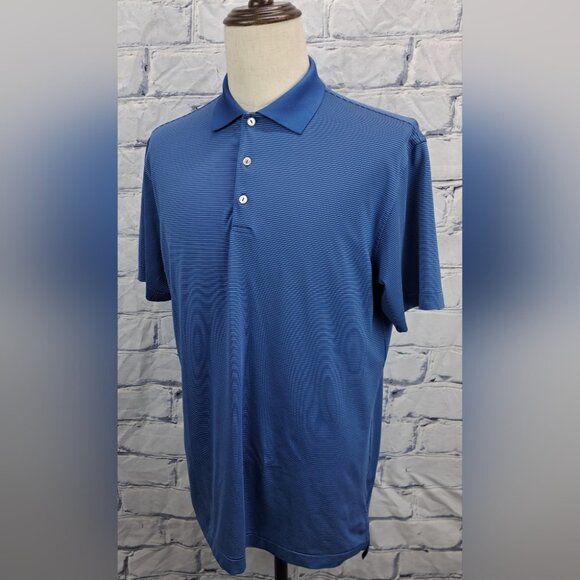 Peter Millar Summer Comfort Mens Polo Shirt Golf Blue Striped Classic Fit Medium - Picture 3 of 15